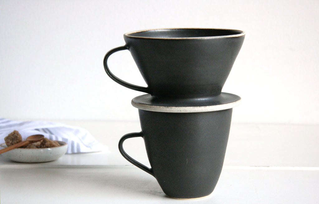Pour Over Coffee in Satin Black Set Up