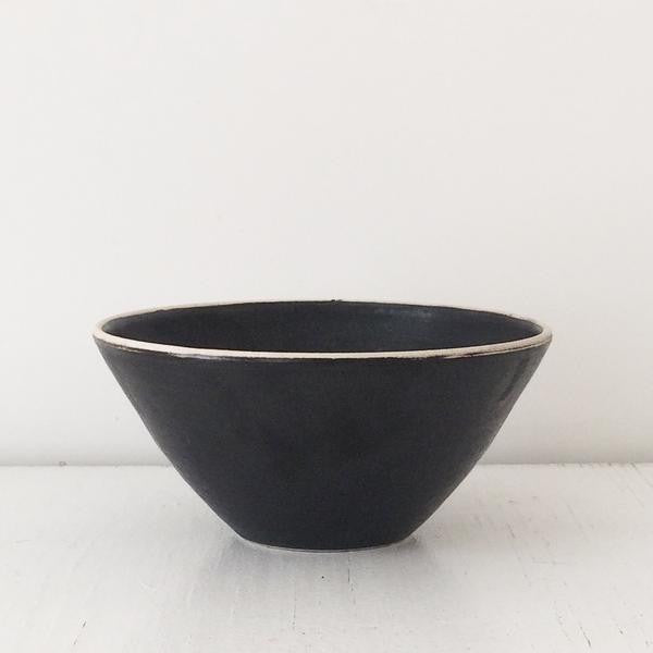 Handmade Black Ceramic Bowl from Side