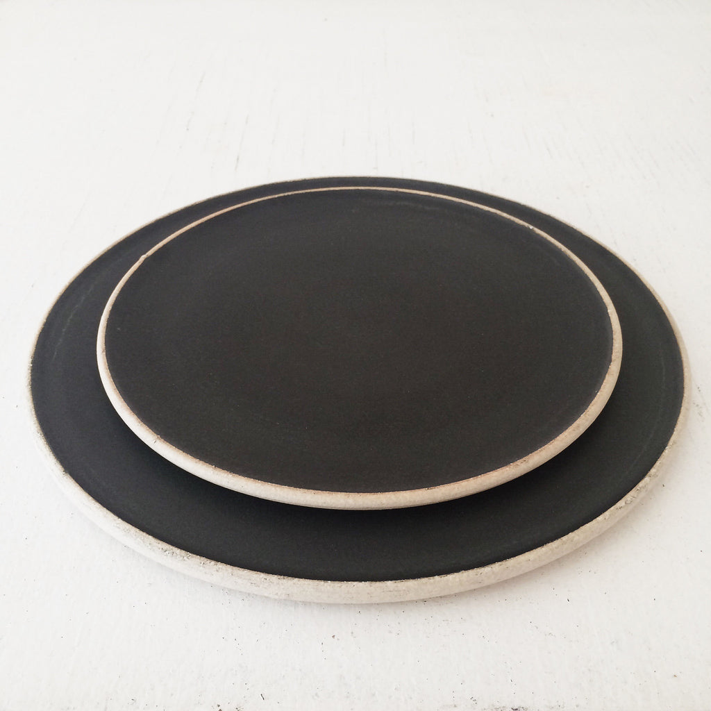 Satin Black Handmade Ceramic Plates
