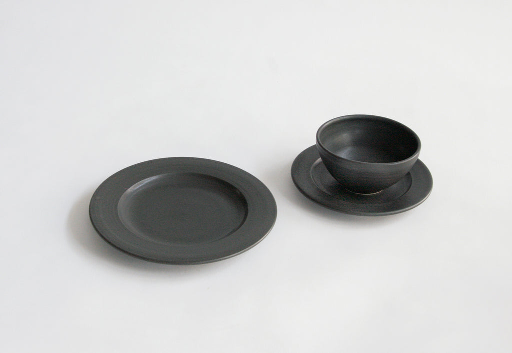 Satin Black Farmhouse Dinner Set